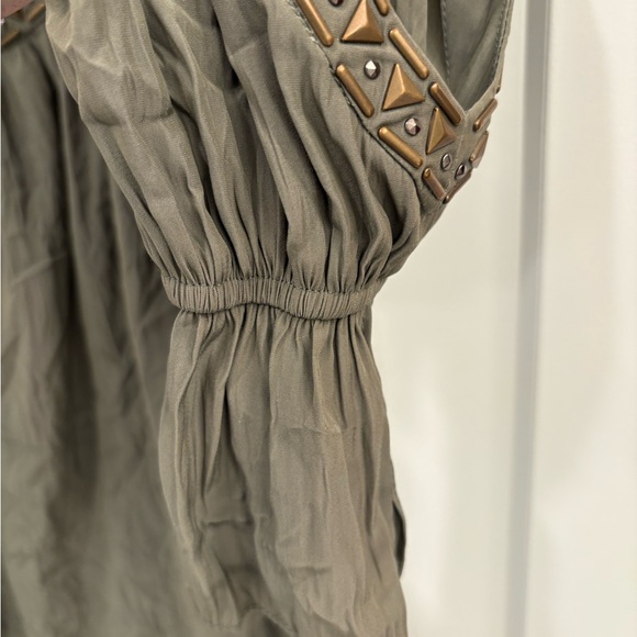 Ramy Brook Olive Green Clara Embellished Slit Sleeve Top Size Small - Picture 9 of 16